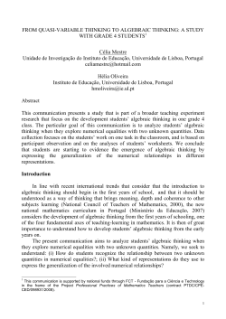 FROM QUASI-VARIABLE THINKING TO ALGEBRAIC THINKING: A