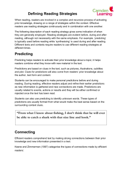 Defining Reading Strategies - the Camden Schools Services website