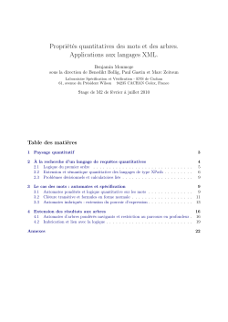 Propri&eacute;t&eacute;s quantitatives des mots et des arbres. Applications aux
