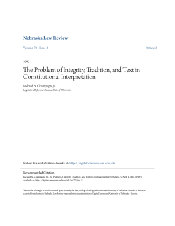 The Problem of Integrity, Tradition, and Text in Constitutional