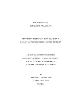 Negotiating the Doing to Being Boundary in J. Robert Clinton`s