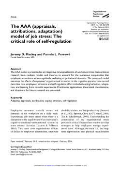 The AAA (appraisals, attributions, adaptation) model of job stress