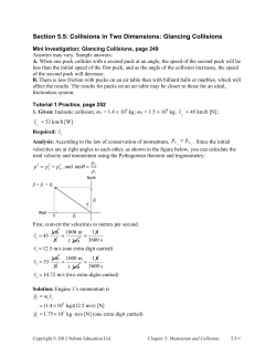 Section 5.5: Collisions in Two Dimensions: Glancing Collisions