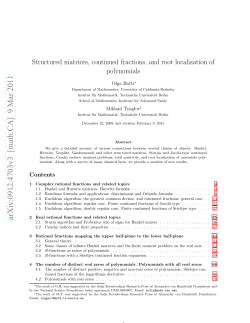 Structured matrices, continued fractions, and root localization of