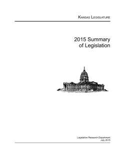 2015 Summary of Legislation - Kansas Legislative Research