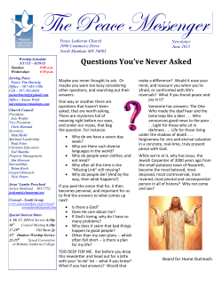 June 2015 Newsletter - Peace Lutheran Church &ndash; North Mankato