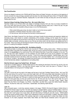 May 2016 Newsletter - Tunbridge Wells Girls` Grammar School