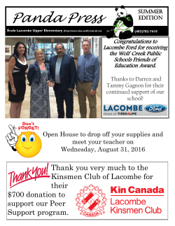 the newsletter - Ecole Lacombe Upper Elementary School