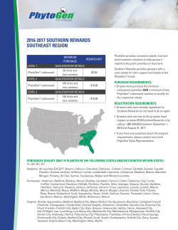 2016-2017 SOUTHERN REWARDS SOUTHEAST REGION