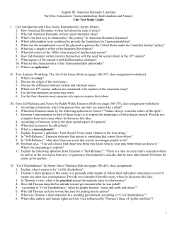 Transcendentalism Unit Test Review