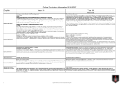 English Curriculum Year 10 and 11