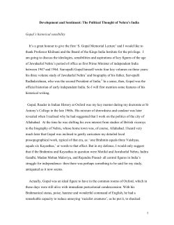 New paper: the ideology of Nehru`s entourage