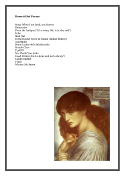 Rossetti Set Poems Song: When I am dead, my dearest Remember