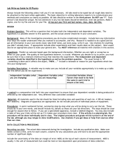 Lab Write‐ up Gu ide for IB Physics