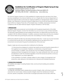 Guidelines for Certification of Organic Maple Syrup
