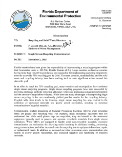 Single Stream Recycling Contamination Memo