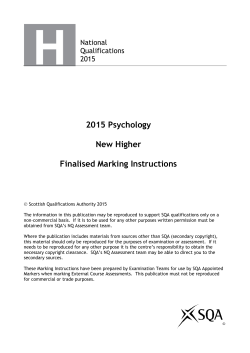 2015 Psychology New Higher Finalised Marking Instructions