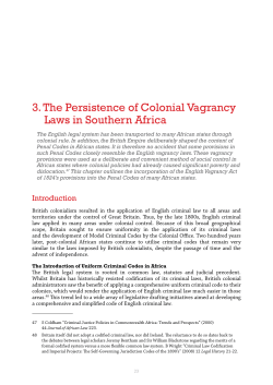3. The Persistence of Colonial Vagrancy Laws in Southern Africa