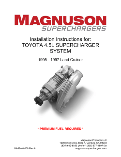 Installation Instructions for: TOYOTA 4.5L