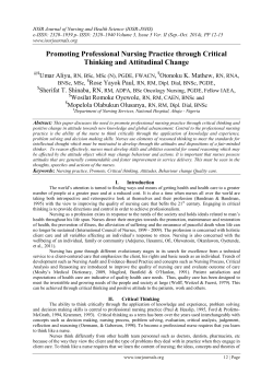 Promoting Professional Nursing Practice through Critical Thinking