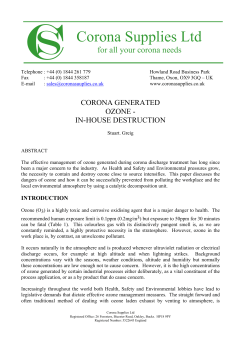Corona Generated Ozone - In House destruction