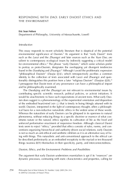 Responding with dao: Early Daoist Ethics and the Environment.