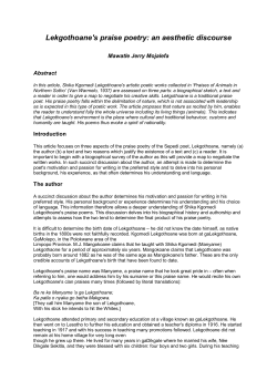 Lekgothoane`s praise poetry: an aesthetic discourse