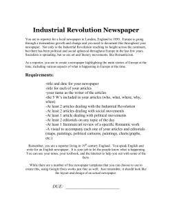 Industrial Revolution newspaper assignment