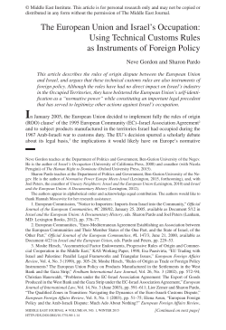 The European Union and Israel`s Occupation: Using Technical