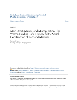 Main Street, Marion, and Miscegenation: The Warren Harding Race