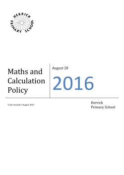 Maths and Calculation Policy
