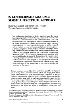 IS GENDER-BIASED LANGUAGE SEXIST? A PERCEPTUAL