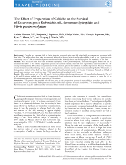 The Effect of Preparation of Cebiche on the Survival of