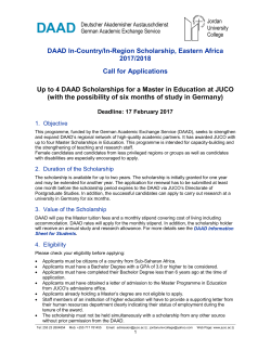 DAAD In-Country/In-Region Scholarship, Eastern Africa 2017/2018