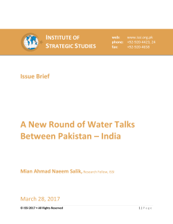 A New Round of Water Talks Between Pakistan &ndash; India
