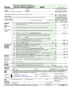 2016 Form 1040EZ