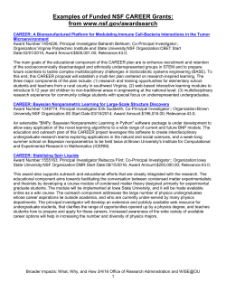 Examples of Funded NSF CAREER Grants: from www.nsf.gov