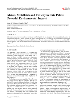 Metals, Metalloids and Toxicity in Date Palms
