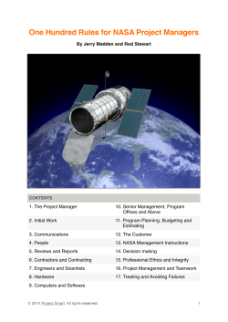 One Hundred Rules for NASA Project Managers