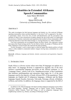 Identities in Extended Afrikaans Speech Communities