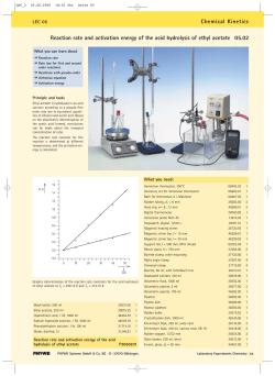 Reaction rate and activation energy of the acid hydrolysis of ethyl