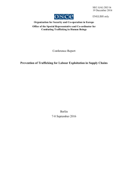 Conference Report Prevention of Trafficking for Labour Exploitation