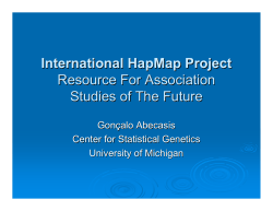 International HapMap Project Resource For Association Studies of