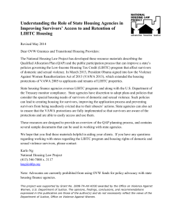 The Role of State Housing Agencies in Improving Survivors` Access