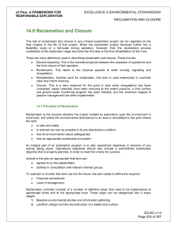 14.0 Reclamation and Closure