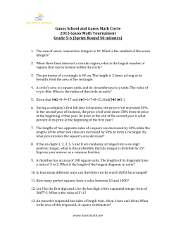 Gauss School and Gauss Math Circle 2015 Gauss Math Tournament