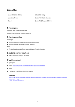 Mitotic cell division Lesson plan