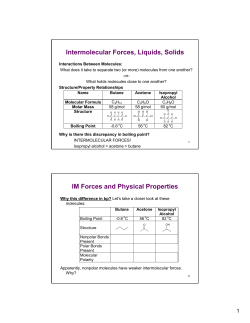 Intermolecular Forces, Liquids, Solids IM Forces and Physical