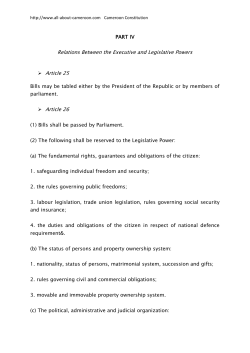 PART IV Relations Between the Executive and Legislative Powers