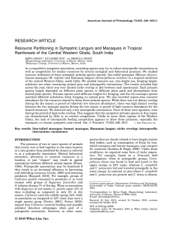 Resource Partitioning in Sympatric Langurs and
